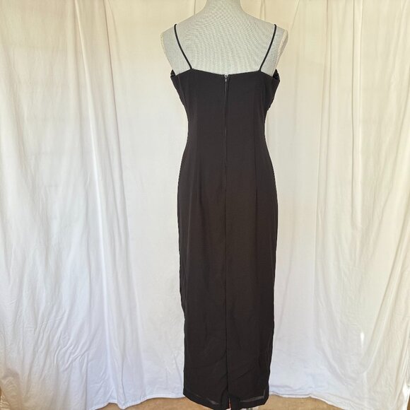 Joara Black Beaded embroided Sleeveless bodycon slim Evening Maxi Dress Medium - Picture 5 of 7